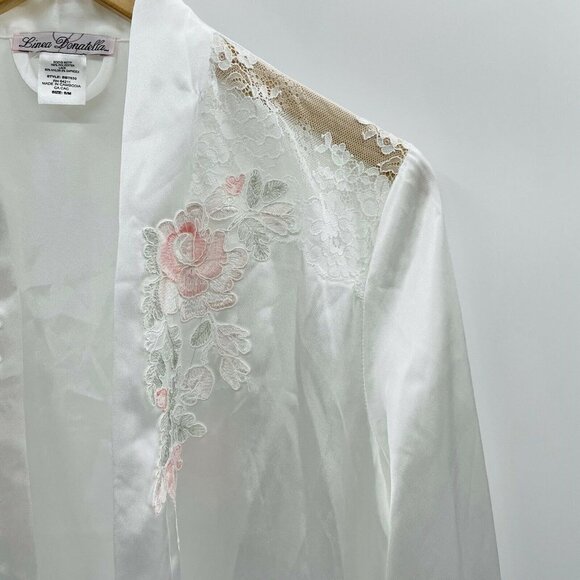 Linea Donatella S/M Lace-Trim Charmeuse Robe FLAW - Picture 4 of 7